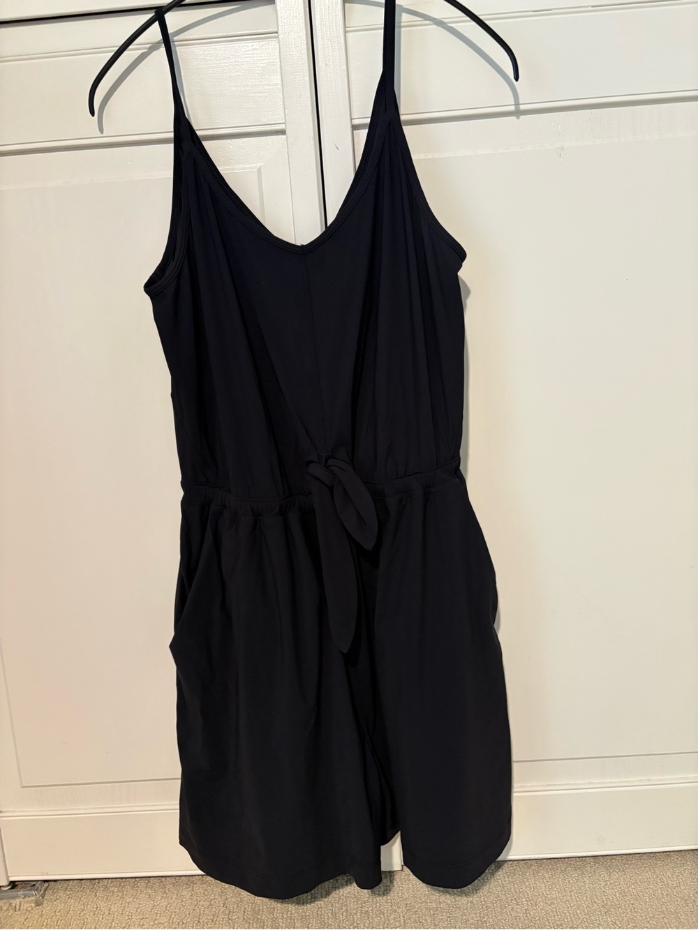 lululemon Black V-Neck Sleeveless Tie-Waist Romper